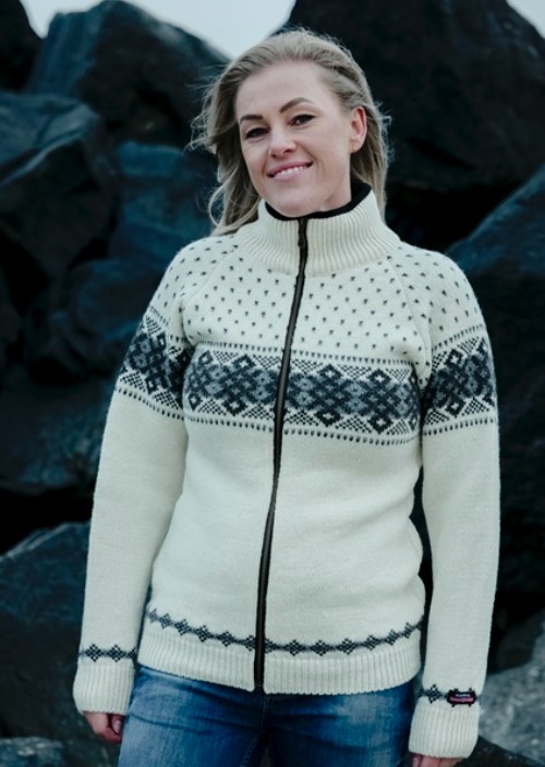 Norwool Full Zippered Cardigan, 100% Pure New Wool, Raglan Sleeves, Female Cut