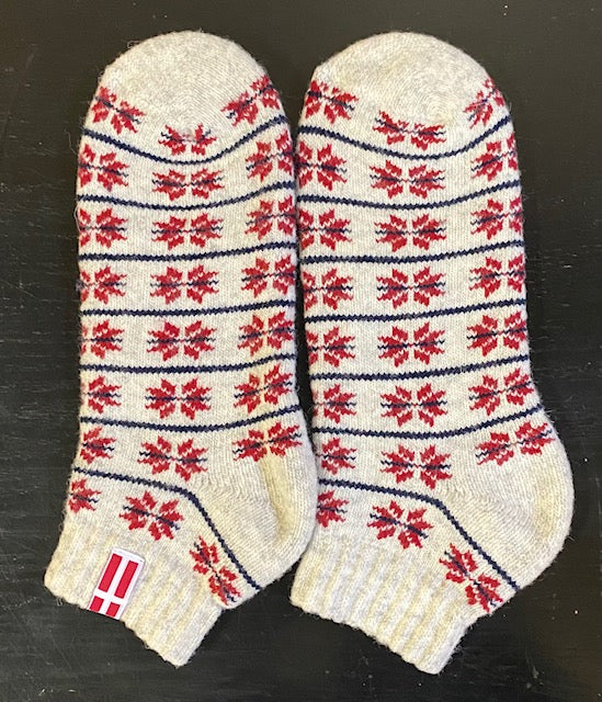 Wool Wear of Scandinavia, Denmark Stars, Red, Ankle Length, WW22C