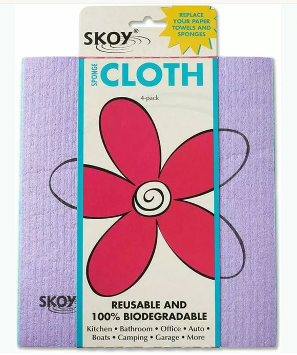 Skoy Eco-Friendly Cleaning Cloth (4 Pack:Floral Design, Assorted Colors)