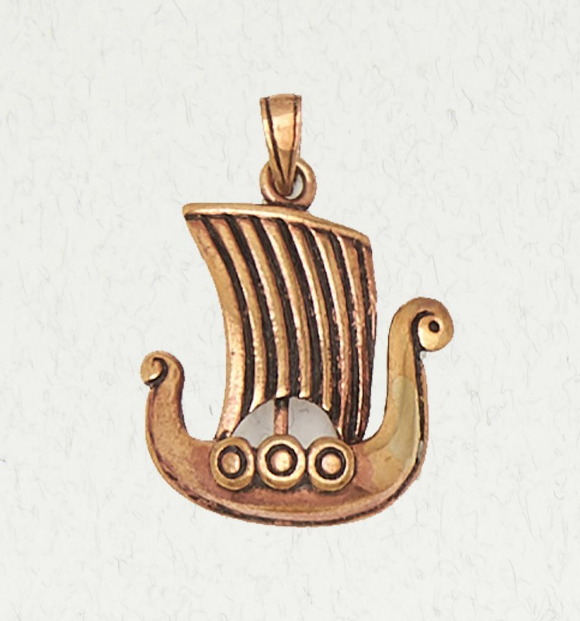 Viking Ship Bronze Pendant, 804
