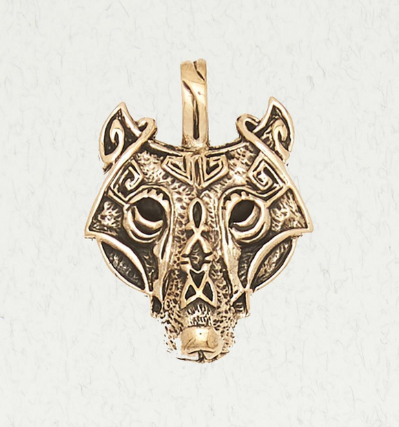 Viking Wolfhead Bronze Pendant, 823
