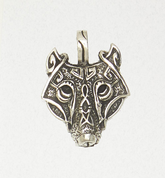 Viking Wolfhead Pewter Pendant, 167